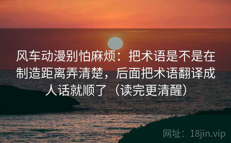 风车动漫别怕麻烦：把术语是不是在制造距离弄清楚，后面把术语翻译成人话就顺了（读完更清醒）